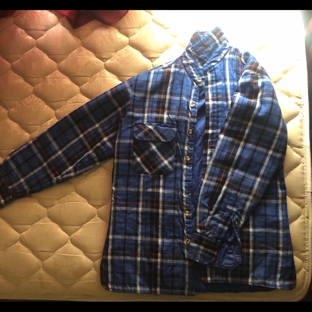 Oakton Plaid Flannel Small Jacket Blue
